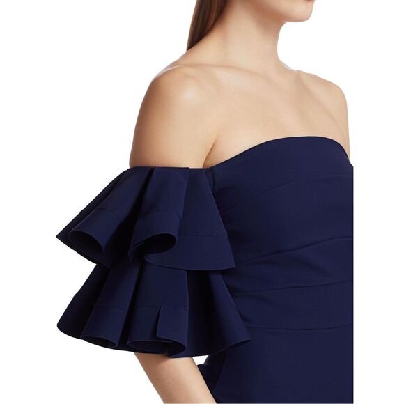 Chiara Boni La Petite Robe Womens Parvati Off-The-Shoulder Gown Blue Notte 8 - Picture 5 of 14